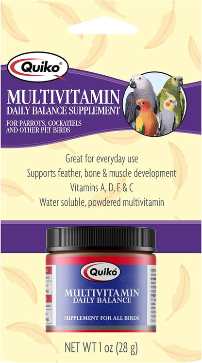 Quiko Multivitamin Daily Balance Vitamin & Mineral Supplement for All Pet Birds, 1.0 Ounce