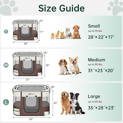 Dog Playpen,Cat Pet Puppy Pen,Portable Playpens for Dogs Indoor Outdoor Travel Camping Use,Foldable Dog Kennel Tent Crate for Rabbit Small Animals with Carrying Case (Brown, Medium)