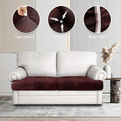 ANARACHON Leather Look Couch Cushion Covers Sofa Seat Slipcovers Sets Couches Furniture Protector for Sectional Armchair Loveseat Pets Kids Stretch Spandex Fabric (2 T-Cushion Loveseat, Burgundy)