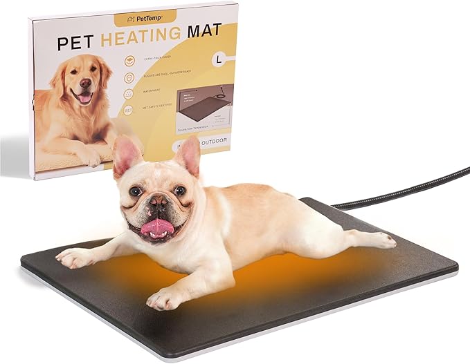 Outdoor Heated Dog Pad for Medium Dog, Cat, Anti-Bite & Waterproof Heating Pad, Pet Warmer for Outside Feral Cat Houses, Durable Indoor Outdoor Warming Pet Mat in Extreme Weather 20" x 16" 45W