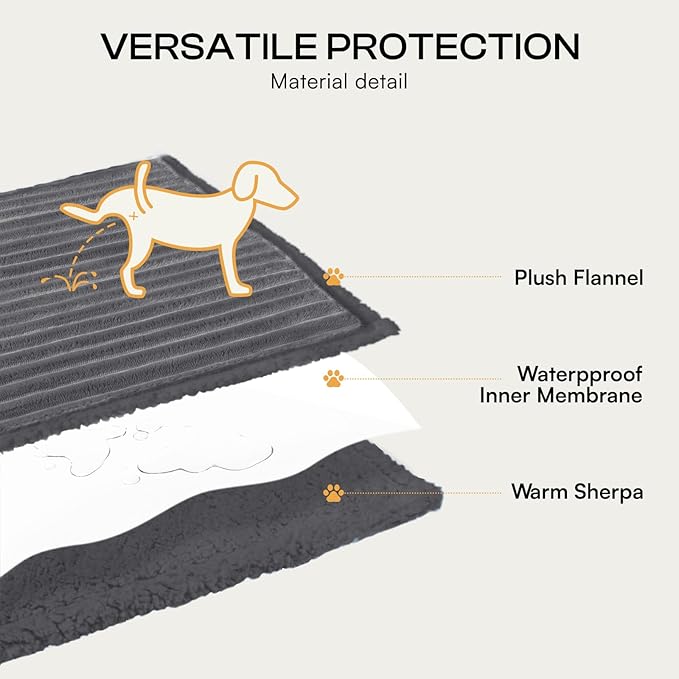 Luciphia Waterproof Dog Blanket for Large Dogs Ultra-Soft Calming Cut Pile Flannel Throw Durable & Warm Furniture Protection for Couch Bed Pet Human Blanket Machine Washable Stone Gray,XL(85''x57'')