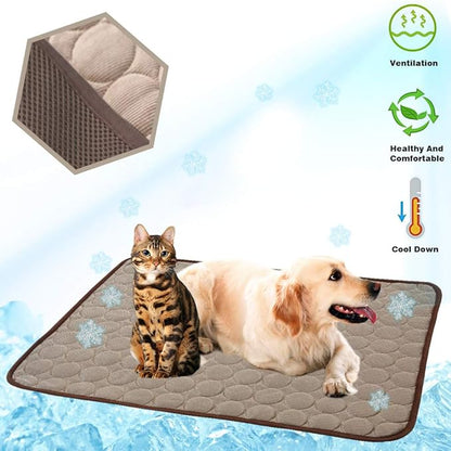 2026 Upgraded Washable Dog Cooling Mat Ice Silk Cooling Mat for Dogs Pet Self Cooling Pad Blanket Dog Cooling Pad (Q-Max>0.4) for Indoor & Outdoor Car Seats (Coffee, 40x28 in)
