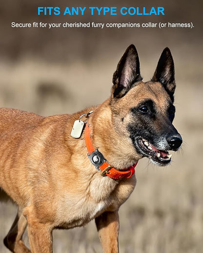2 Pack Airtag Dog Collar Holder | Airtag Dog Collar Waterproof - Airtag Holder for Dog Collar - Dog Airtag Holder with Removable Metal Loop, Light Weight fit Width3cm/ Thick4.5mm Air Tag Collar, Black