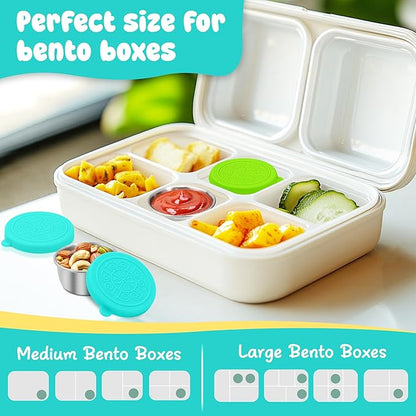LIEMAND 6x1.6 oz Salad Dressing Container to Go, Leakproof Reusable Stainless Steel Small Container with Lid,Sauce Containers for Lunch box,Picnics,Travel,Office and Meal Prep