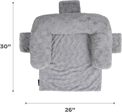 Best Friends by Sheri Calming Dog Blanket with Supportive Bolster, Machine Washable Faux Fur Pet Throw, Gray, Medium