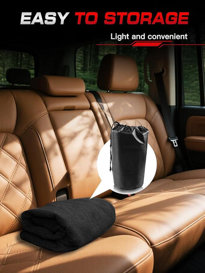 Car Seat Cover Towel, Waterproof Sweat Absorbent Back Seat Protector for Sedans SUVs & Minivans, Non-Slip Machine Washable Rear Bench Cover for Post-Gym, Beach, Pets & Kids (Black)