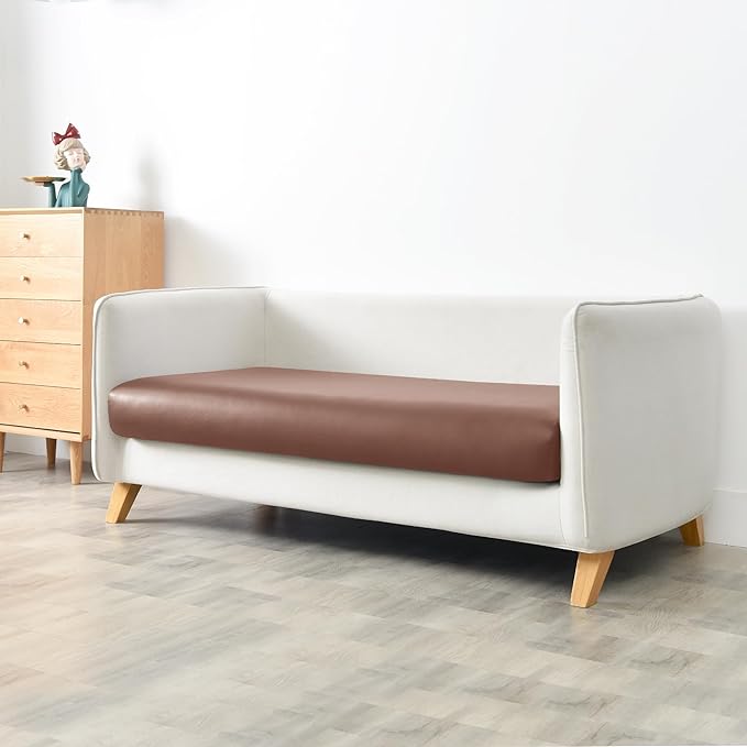 Yates Home PU Leather Couch Sofa Cushion Slipcover Water-Proof Elastic Chair RV Seat Covers Sofa Furniture Protector Slip Cover for Seater Replacement in Living Room（Loveseat, Light Brown）