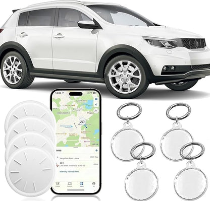 4 Pack GPS Tracker Works with Apple Find My (iOS Only), Key Finder Luggage Tracker with Key Chain and Waterproof Case, Not for Android, Track Wallet Backpack Suitcase Dogs Cats Pets Collar Car