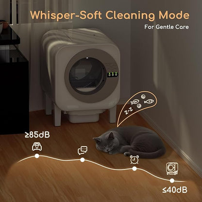 2025 Automatic Litter Box Self Cleaning,Self Cleaning Cat Litter Box for Multiple Cats,App Control Dynamic Monitoring,75L Large Space Dual Sensor Safety Protection, 3-30lbs Cats, 2 Roll Bag