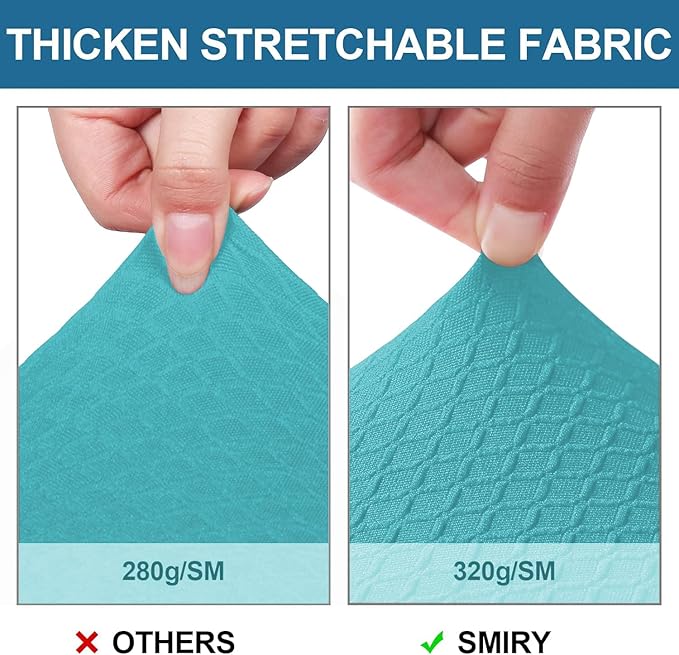 Smiry Waterproof Seat Covers for Dining Room Chairs Set of 6, Stretch Jacquard Removable Washable Chair Seat Slipcovers Protector, No Rear Covers, Aqua
