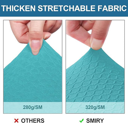 Smiry Waterproof Seat Covers for Dining Room Chairs Set of 6, Stretch Jacquard Removable Washable Chair Seat Slipcovers Protector, No Rear Covers, Aqua