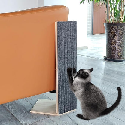 24" Tall Couch Corner Scratching Post with 3Pcs Replaceable Self-Adhesive Cat Scratching Post Carpet, Cat Scratch Pad Mat- Stylish Indoor Cat Scratcher Board Furniture Protector