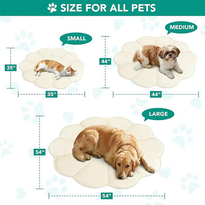 PetAmi Dog Cooling Mat, Flower Shape, Reversible Cooling Nylon Blanket Soft Fleece Pet Pad for Dogs Cats, Summer All Season Use Q-Max>0.3, Small 35x35 in, Beige