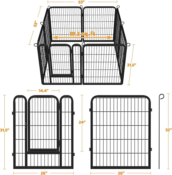 Topeakmart Dog Playpen Outdoor Puppy Exercise Pen Indoor Portable Pet Fence for Yard/RV Camping, 32 Inch 8 Panels