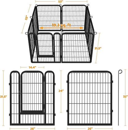 Topeakmart Dog Playpen Outdoor Puppy Exercise Pen Indoor Portable Pet Fence for Yard/RV Camping, 32 Inch 8 Panels