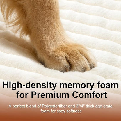 Dog Beds Flat Dog Crate Bed Waterproof for Meduim Large Dogs with Plush Removable Washable Cover Anti Slip Bottom for Indoor,Cream,41.7"x26.8"