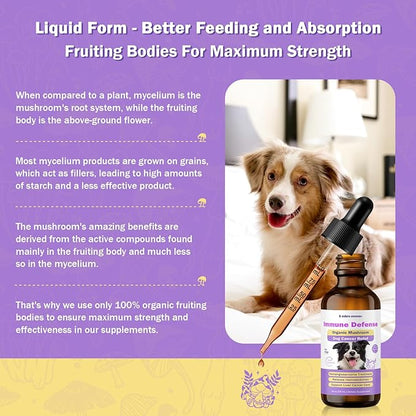 Dog Cancer Supplements - Pet Critical Guard - Defense Immune Support, Cellular Health, Antioxidants with Turkey Tail Mushroom - Natural Herbal Supplement for Well-Being Protection 2 oz (59 ml)