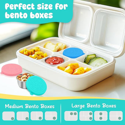 LIEMAND 6x1.6 oz Salad Dressing Container to Go, Leakproof Reusable Stainless Steel Small Container with Lid,Sauce Containers for Lunch box,Picnics,Travel,Office and Meal Prep