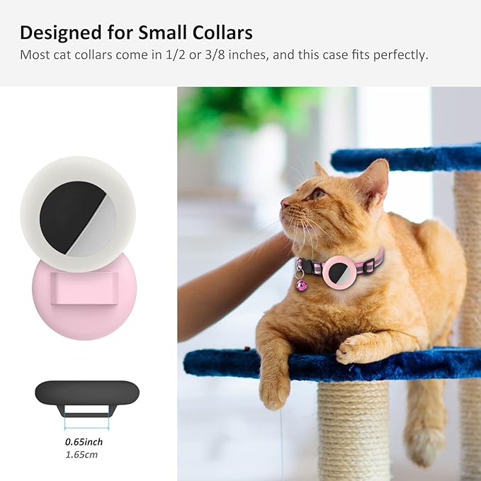 2022 AirTag Cat Collar Holder, Small AirTag Compatible Case, 2Pack Waterproof Cover for Pet Collar Within 3/8 inch (Pink&White)