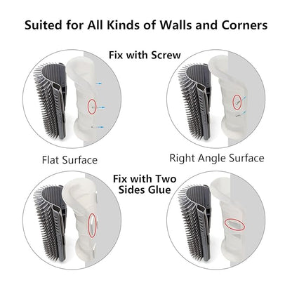 Miwoowim Cat Self Groomer, Extended (6.1"), 2 Pack, Pink, Wall Corner Self Grooming Brush for Indoor Cats, Kitten, Long Short Fur, Massage Comb