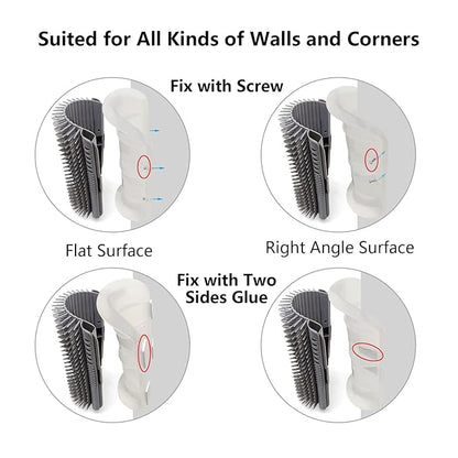 Miwoowim Extended (6.1") 2 Pack Self Grooming Cat Brush - Wall Corner Scratcher with Massage Combs for Long and Short Fur Cats, Kittens (Grey)