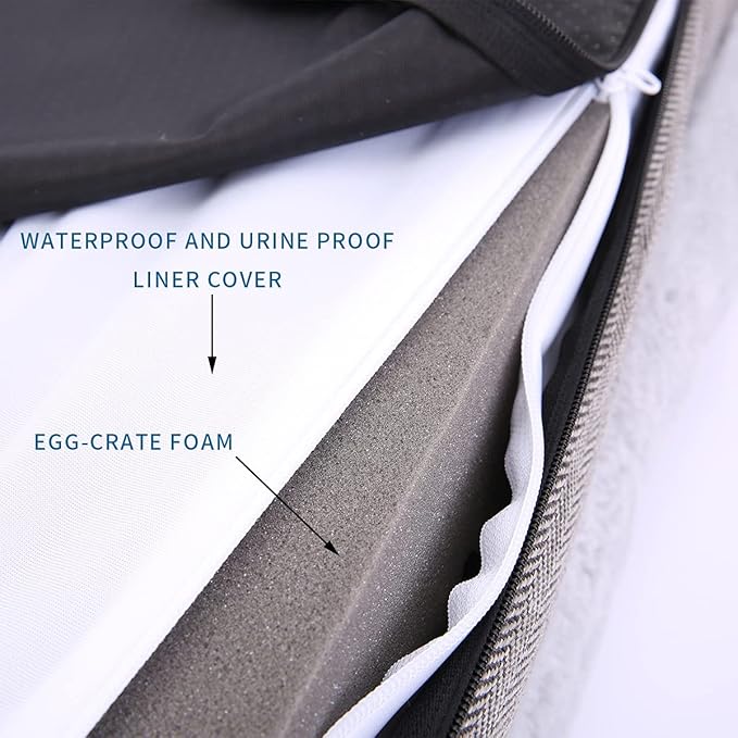 WINDRACING Orthopedic Dog Bed for Large Dogs, Bolster Sides Dogs Sofa Bed with Removable Washable Cover & Non-Skid Bottom, Soft Pet Bed with Egg Foam Dog Couch for Sleeping, 40 x 28 Inch, Gray