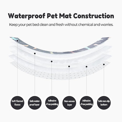 Allisandro Lightweight Waterproof Dog Bed Pad, 1.5" Thick Travel Mat for Crates, Kennels & Elevated Beds, Washable Non-Slip Sleeping Mat for Small to Large Dogs, 36 x 23 Inches, Grey Bone
