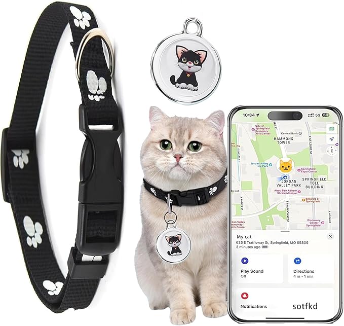 Cat Tracker Collar-Cat GPS Tracker-GPS Tracker for Cats| Android and iOS Universal | No Monthly Fee | Waterproof | Works with Any Collar