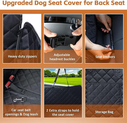 JSTHT Back Seat Extender for Dogs, Hard Bottom Dog Car Seat Cover for Back Seat Support 420lbs Waterproof Back Seat Pet Cover for Dogs Scratchproof Large Dog Hammock Bed for Cars SUV and Truck