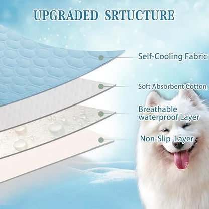 Cooling Mat for Dogs Thicken Pad for Cats,Rabbit&Medium,Large Dogs Internal Arc-Chill Cool Fiber (Q-Max>0.45),Dog Cooling Mat Non-Slip Washable Summer Pet Outdoor Bed,26.5"x38"
