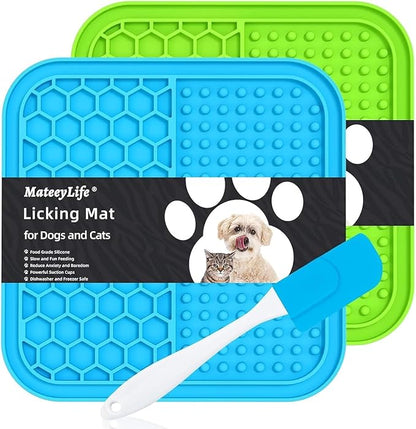 MateeyLife 2PCS Small Lick Mat for Dogs with Suction Cups, Slow Feeder Bowls, Cat Lick Mat for Anxiety Relief, Dog Toys to Keep Them Busy, Enrichment Toys for Bathing, Cat Licking Pad for Boredom