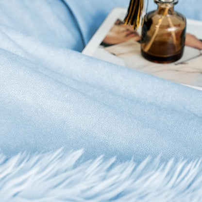 JONIYEAR Extra Large Decorative Fluffy Faux Fur Blanket Queen Size 80" x 90", Soft Luxury Lightweight Furry Blankets, Solid Cozy Shaggy Plush Thick Warm Fuzzy Blankets for Winter Bed Couch, Blue