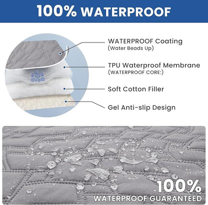 Waterproof Dog Bed Cover Pet Blanket, Soft Couch Cover for Dogs Washable, Non-Slip Dog Blanket Protect Furniture Couch Sofa Car for Puppy Large Dogs Cat (82x102 Inch, Light Grey)