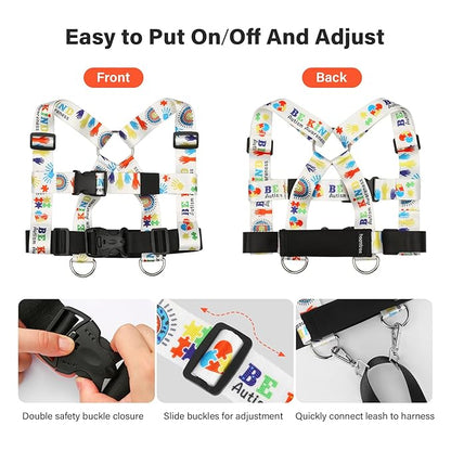 Safety Walking Harness and Leash for Autism & Special Needs Kids Ages 3-6 with Easy-Adjust Tether + Emergency Grab Handle for Wandering Prevention & Calm Outdoor Adventures