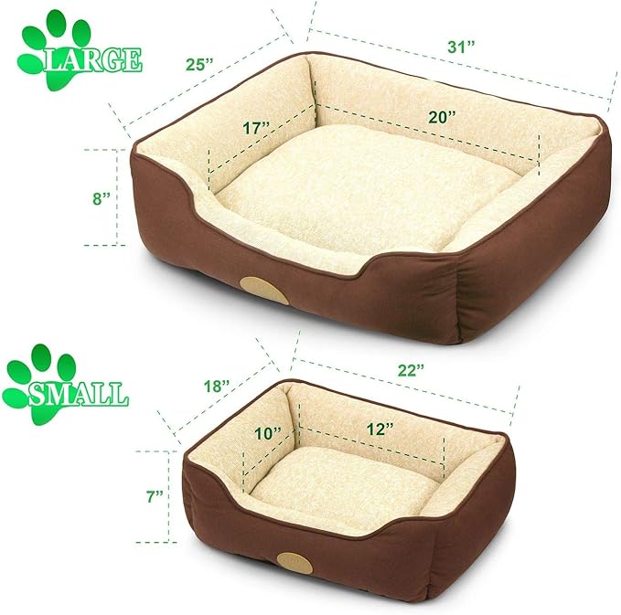– Premium Dog or Cat Bed | Large Dog Bed Measures 30 x 23 x 7, Perfect for Pets up to 55 lbs. | 100% Polyester Pet Bed with Skid-Free Bottom | Brown