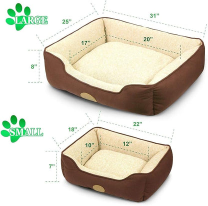 – Premium Dog or Cat Bed | Large Dog Bed Measures 30 x 23 x 7, Perfect for Pets up to 55 lbs. | 100% Polyester Pet Bed with Skid-Free Bottom | Brown
