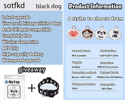 Dog Tracker-GPS Dog Collar-GPS Tracker for Dogs-Pet Tracker| Android and iOS Universal | No Monthly Fee | Waterproof | Works with Any Collar | Dual-System Tracker