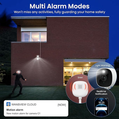AOQEE 2K Cameras for Home Security-Outdoor/Indoor Camera for Dog/Cat/Pet/Nanny/Baby/Elderly, Color Night Vision, White Light, Siren, 24/7 SD Recordings, Works with Alexa, Plug in (C1-White-3pack-2.4G)
