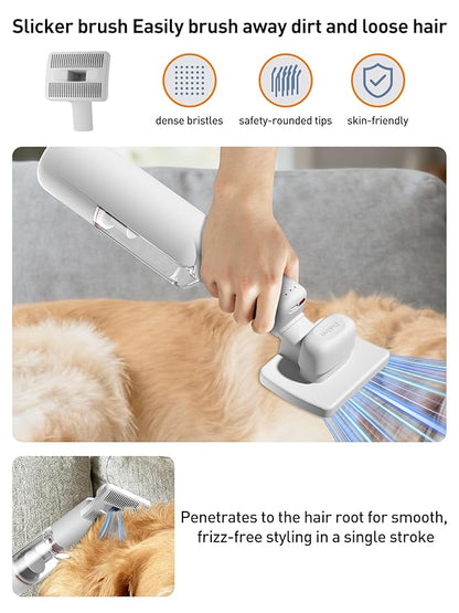 Dog Vacuum for Shedding Grooming, Pet Grooming Vacuum for Dogs, Cat Grooming Supplies, Vacuum Pet Hair Remover Tool with Slicker Deshedding Dog Brush for Shedding Dematting Comb Kit