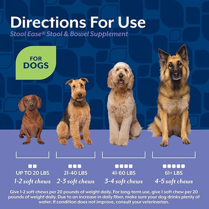 NaturVet – Stool Ease for Dogs – 40 Soft Chews – Helps Maintain Regular Bowel Movements – Enhanced with Sugar Beet Pulp, Flaxseed & Psyllium Husk – 40 Day Supply