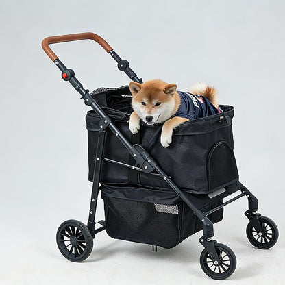 Medium Pet Stroller for Small & Medium Dogs, Double Dog Stroller for 2 Dogs, 80 Lbs Capacity Lightweight Integrated Design, Easy Setup Durable Pet Cart with Safe & Comfort Travel