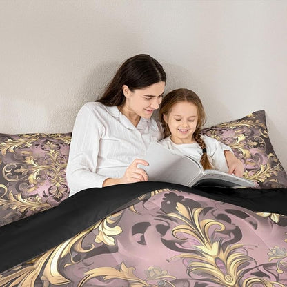 Erosebridal (Just Print Damask Toddler Size Bedding Set, Retro Vintage Flowers Paisley Comforter Set for Women Men Adults, Hippie Bohemian Duvet Quilt Sets, Tribal Exotic Victorian Bed Sets