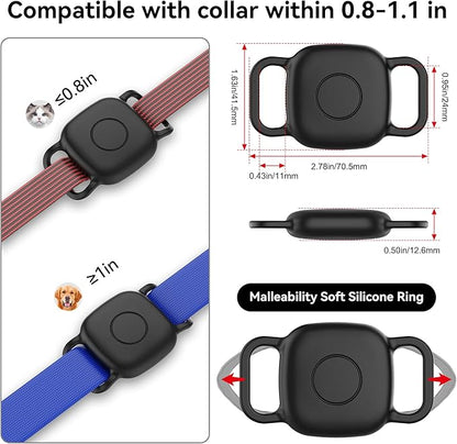 DDJ Waterproof Dog Collar Holder for Life360 Tile Mate Tracker, 2-Pack Durable Silicone Cover, Anti Lost for Life 360 Tile Tracker Case for Cat & pet Collars, Easy Installation, Lightweight, Black