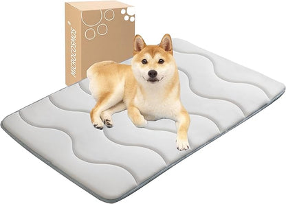 MICROCOSMOS 0.8" Thick Cooling Dog Foam Pad & Summer Pet Sleeping Mat, Machine Washable, Materials Safe, Portable Flat Pet Bed for Dogs.(Grey, 36" x 23")