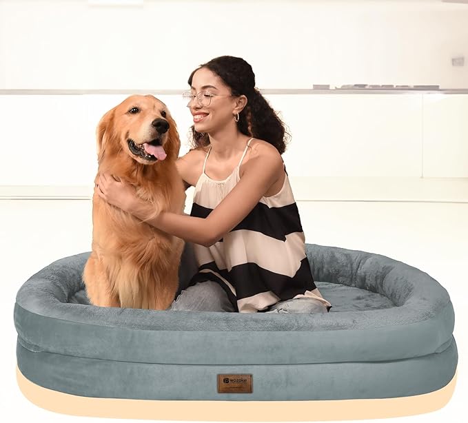 Orthopedic Dog Bed for Medium Dogs, Waterproof Dog Bed with Removable Bolsters, Egg Crate Foam Pet Couch for Medium Size Dog with Machine Washable Cover & Non-Slip Bottom, Grey