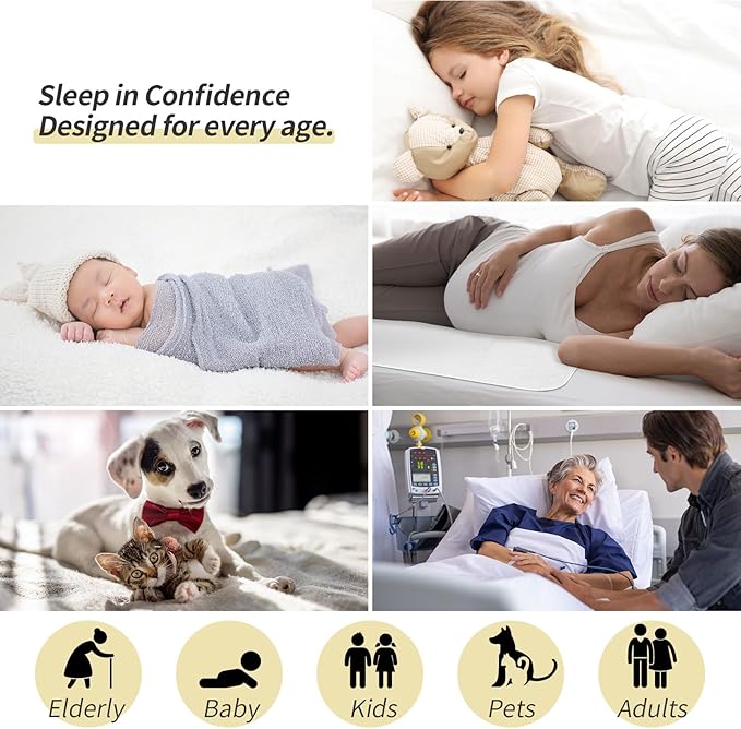 CoolShields Waterproof Bed Pads Incontinence Washable Reusable Bedwetting Mattress Protector Pad for Kids, Adults, Elderly, and Pets 34'' x 36'' (1 Pack)