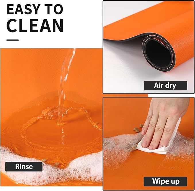 HotLive Dog Food Mat - Absorbent Cat Mat for Food and Water, No Stains Pet Feeding Bowl Mat, Easy to Clean Pet Placemats, Quick Dry Dog Water Dispenser Mat for Messy Drinkers | Orange 12"x 19"