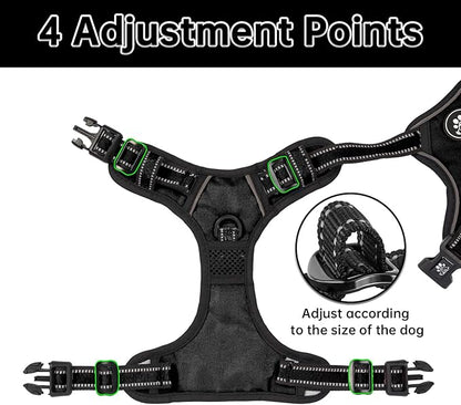 NESTROAD No Pull Dog Harness,Adjustable Oxford Dog Vest Harness with Leash,Reflective No-Choke Pet Harness with Easy Control Soft Handle for Small Dogs(Small,Black)