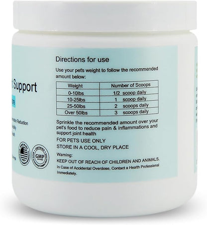 Pet Pain Relief for Dogs & Cats – Natural Joint Supplement with Pea, Glucosamine, MSM, Green Lipped Mussels – Promotes Mobility, Reduces Inflammation & Pain – Made in USA 2.5oz (72g)