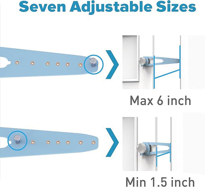 Neobay Cat Door Latch with Stabilizer 2 Packs, 7 Sizes Adjustable Door Latch for Cat to Keep Dog Out of Litter Box, No-Drill Alternative of Pet Gates and Interior Pet Door, Plastic